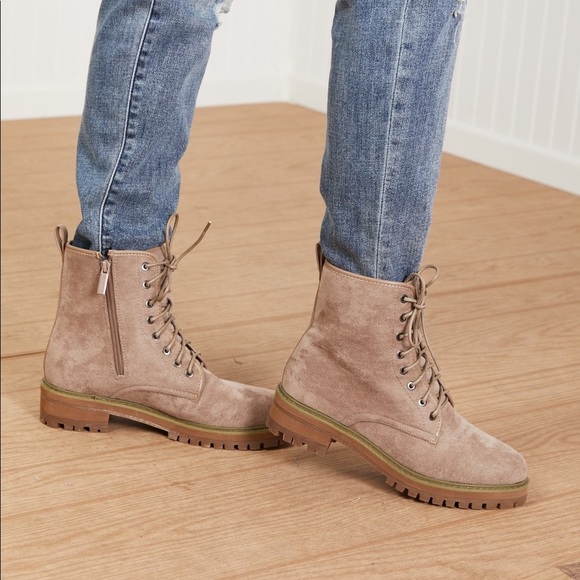 Lace Up Taupe Suede Boots - Picture 6 of 10